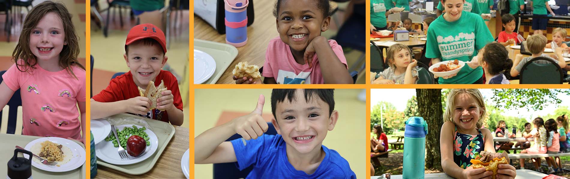 collage of kids enjoying their lunch and snacks